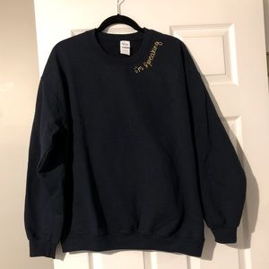 Navy Blue Gildan Sweatshirt with custom stitching
